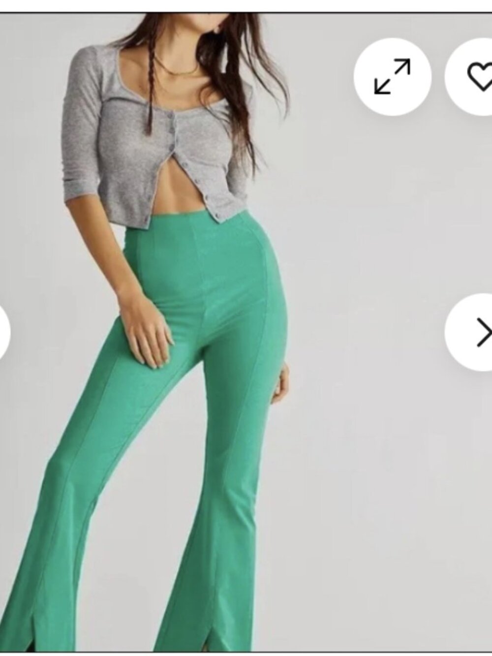 Free People Pants Women Green Real Deal Slit Stretch Boho size M